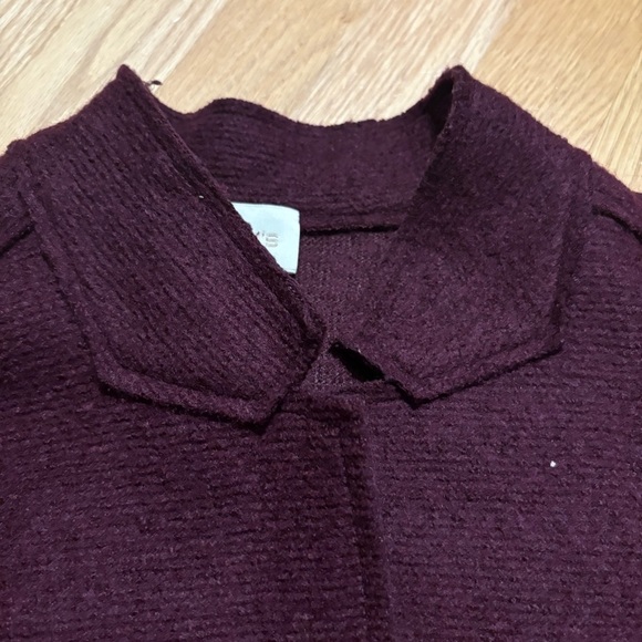 Chico’s Boiled Wool Purple Pea Coat Duster Sweater Pocket Sz 4 XXL - Picture 4 of 9